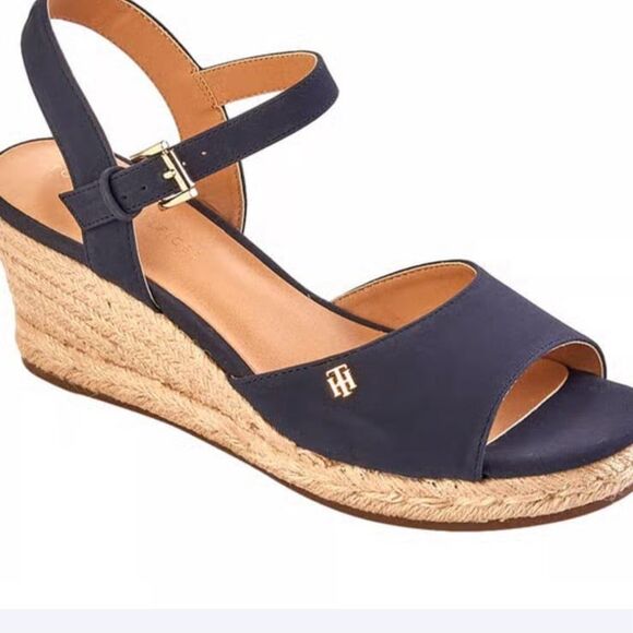 Tommy Hilfiger TWGALLIE Espadrilles Women Wedges Ankle Buckle Blu Sandals9.5 NWT - Picture 3 of 12